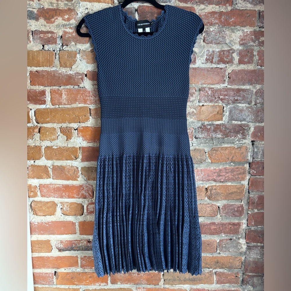 Emporio Armani Navy Drop Waist Knit Dress